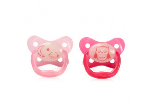 Dr. Brown's PreVent Glow In The Dark Butterfly Shield Pacifier Pink 6-12M 2Pk